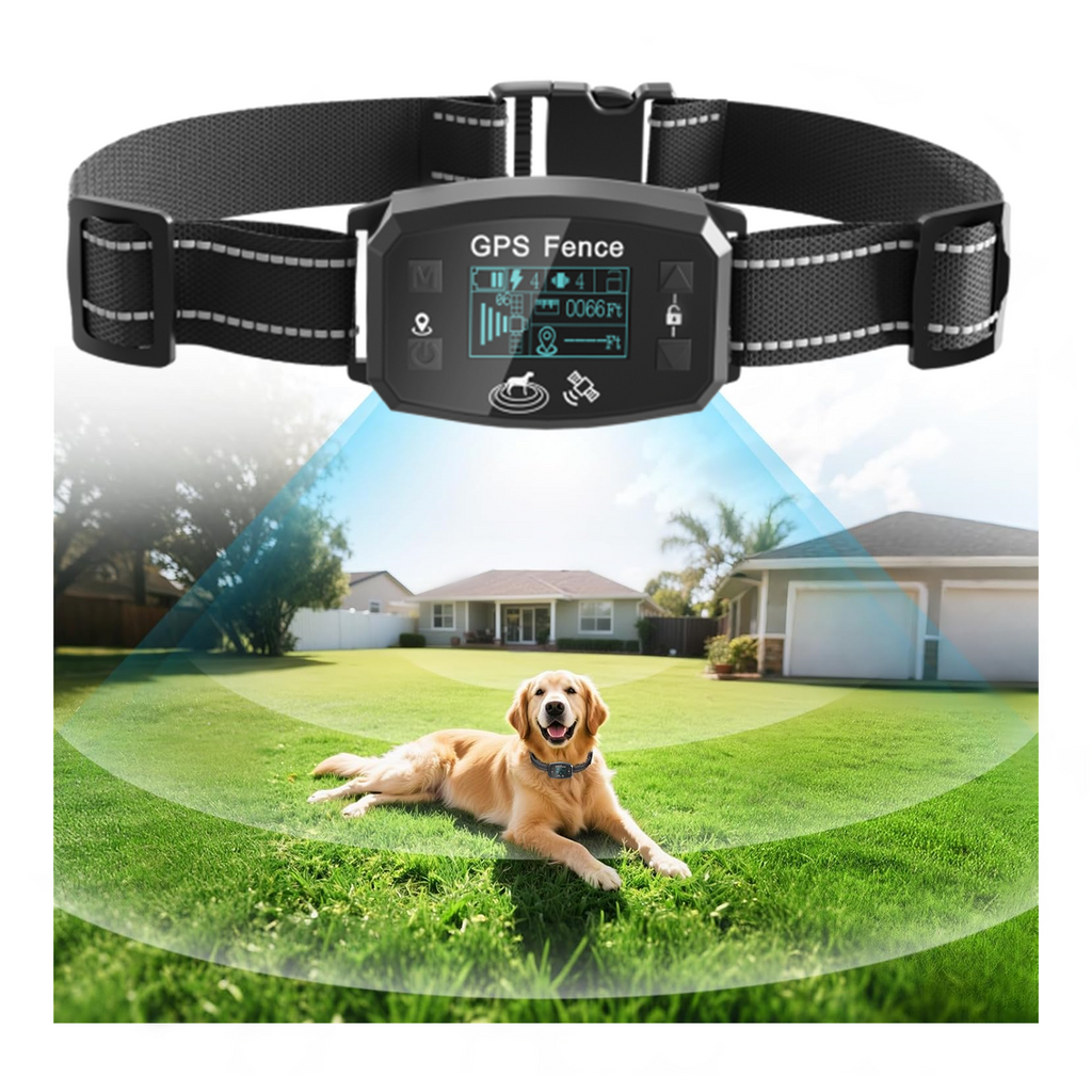 GPS Wireless Dog Fence, Range up to 6561 ft,Electric Collar with 3 Warning Modes, for Outdoor Use Waterproof& Rechargeable Pet Containment System for Most of Dogs