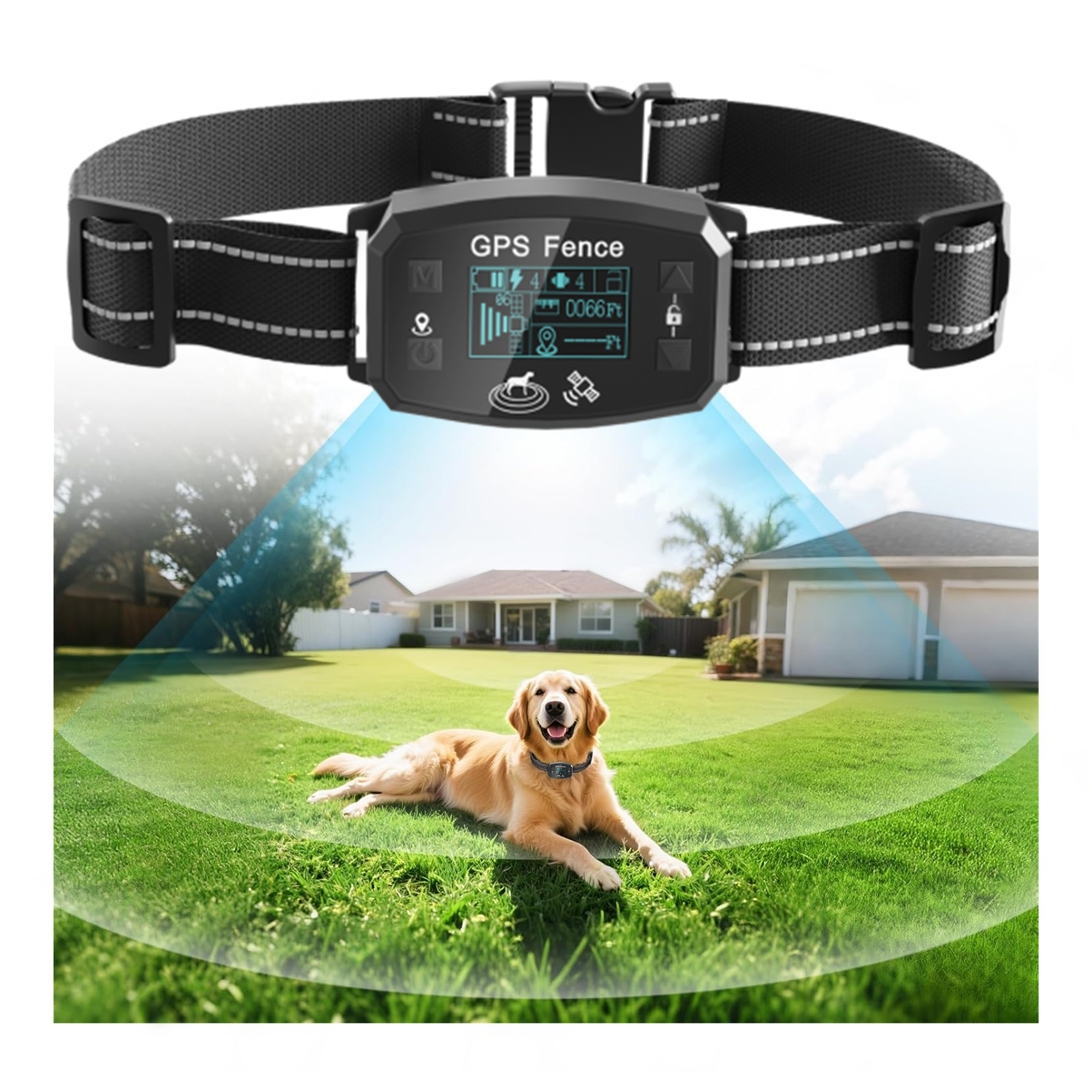 GPS Wireless Dog Fence, Range up to 6561 ft,Electric Collar with 3 Warning Modes, for Outdoor Use Waterproof& Rechargeable Pet Containment System for Most of Dogs