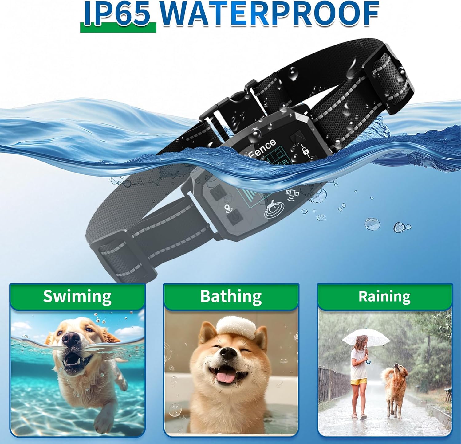 GPS Wireless Dog Fence, Range up to 6561 ft,Electric Collar with 3 Warning Modes, for Outdoor Use Waterproof& Rechargeable Pet Containment System for Most of Dogs