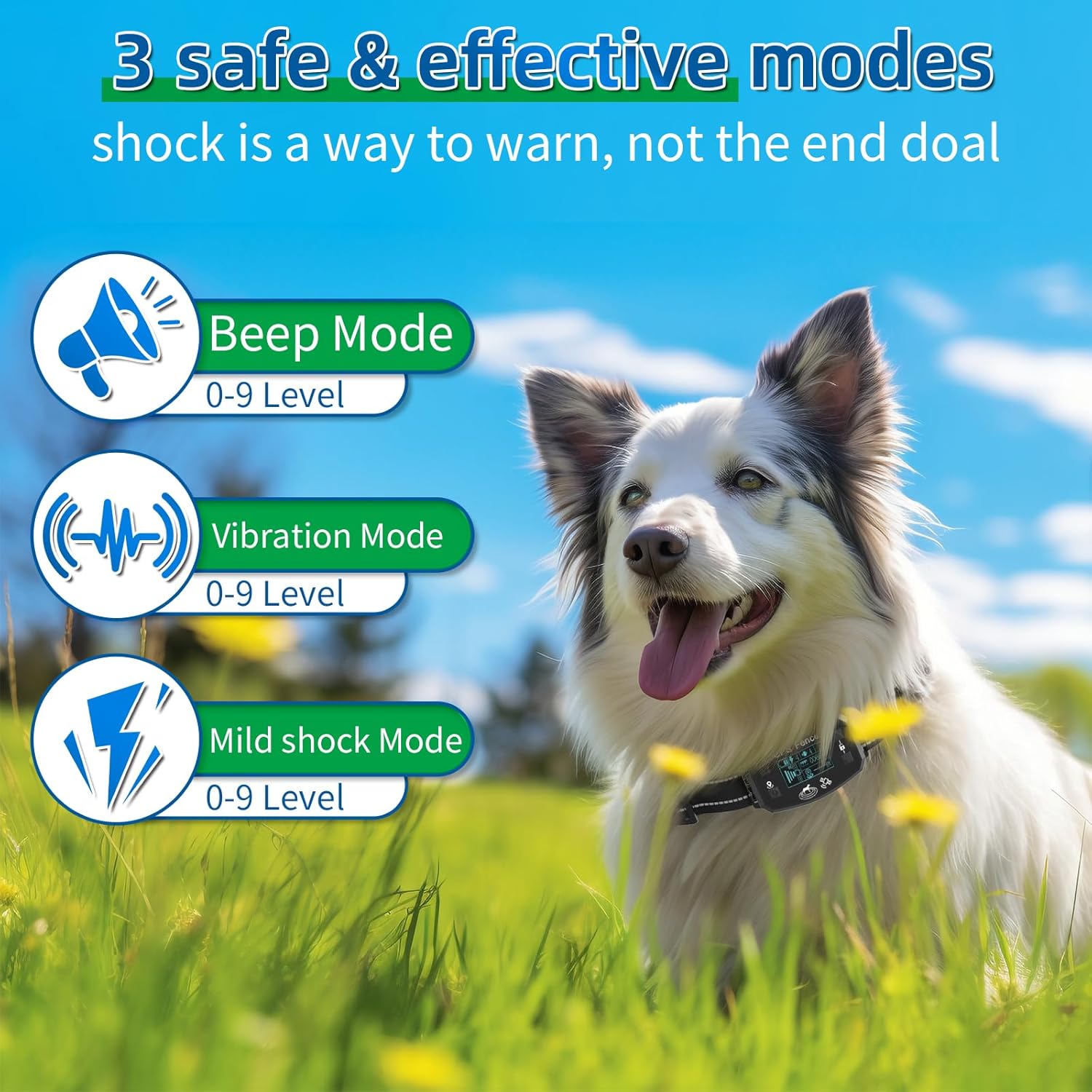 GPS Wireless Dog Fence, Range up to 6561 ft,Electric Collar with 3 Warning Modes, for Outdoor Use Waterproof& Rechargeable Pet Containment System for Most of Dogs